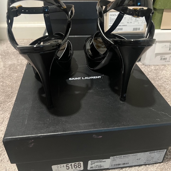 Saint Laurent Glossy Black Sandals - Picture 5 of 8